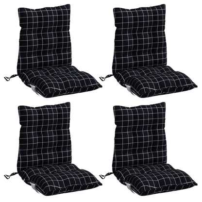 vidaXL Niedriglehner-Auflagen 4 Stk. Schwarz Karomuster Oxford-Gewebe