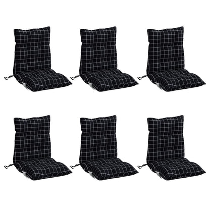 vidaXL Niedriglehner-Auflagen 6 Stk. Schwarz Karomuster Oxford-Gewebe