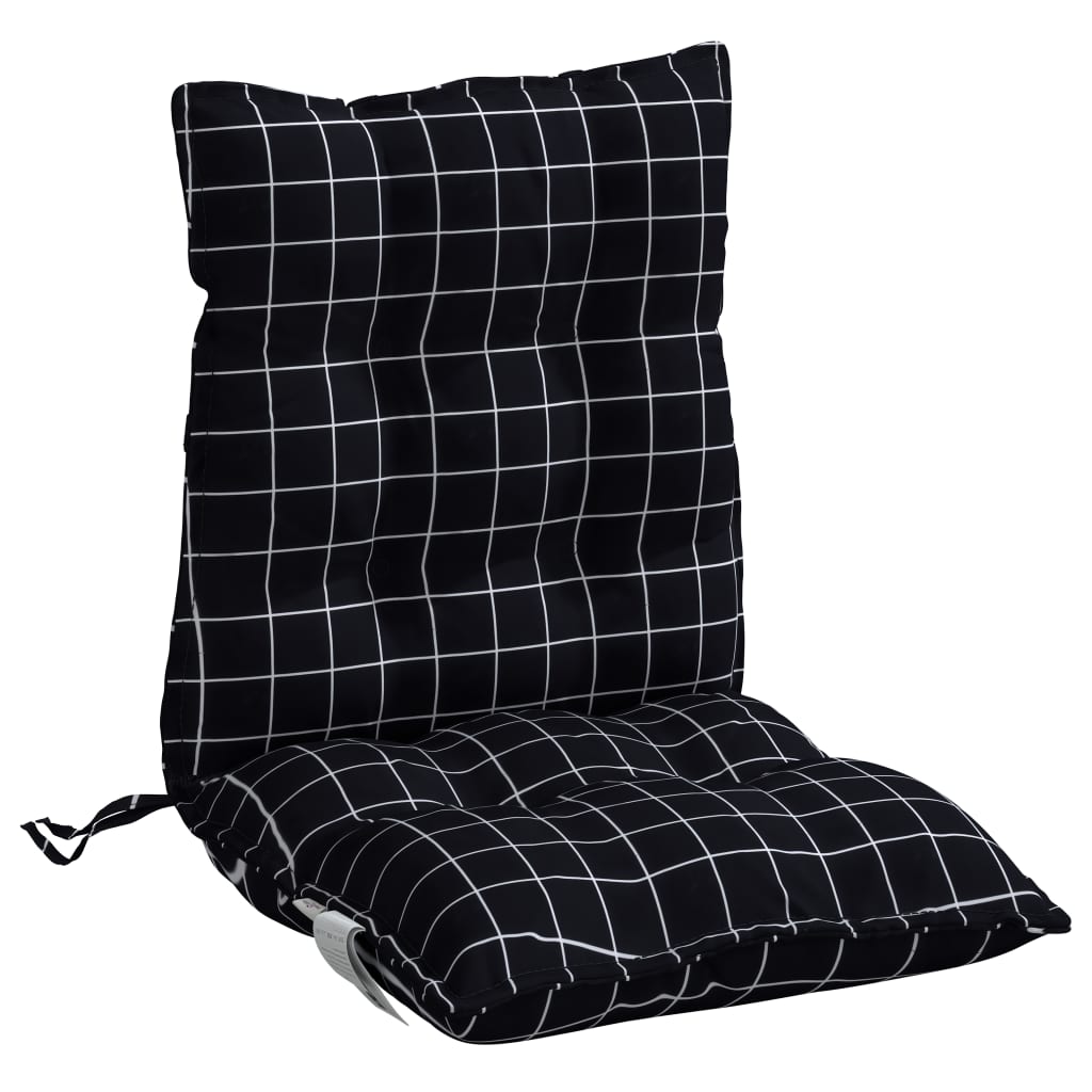 vidaXL Niedriglehner-Auflagen 6 Stk. Schwarz Karomuster Oxford-Gewebe