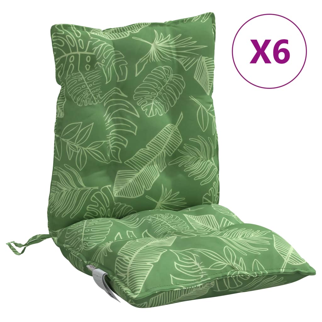 vidaXL Coussins de dossier bas 6 pcs Motif feuille Tissu Oxford