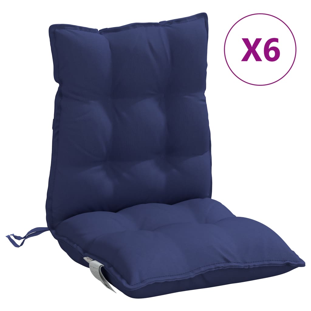 vidaXL Coussins pour chaises basses 6 pcs Bleu marine Tissu Oxford