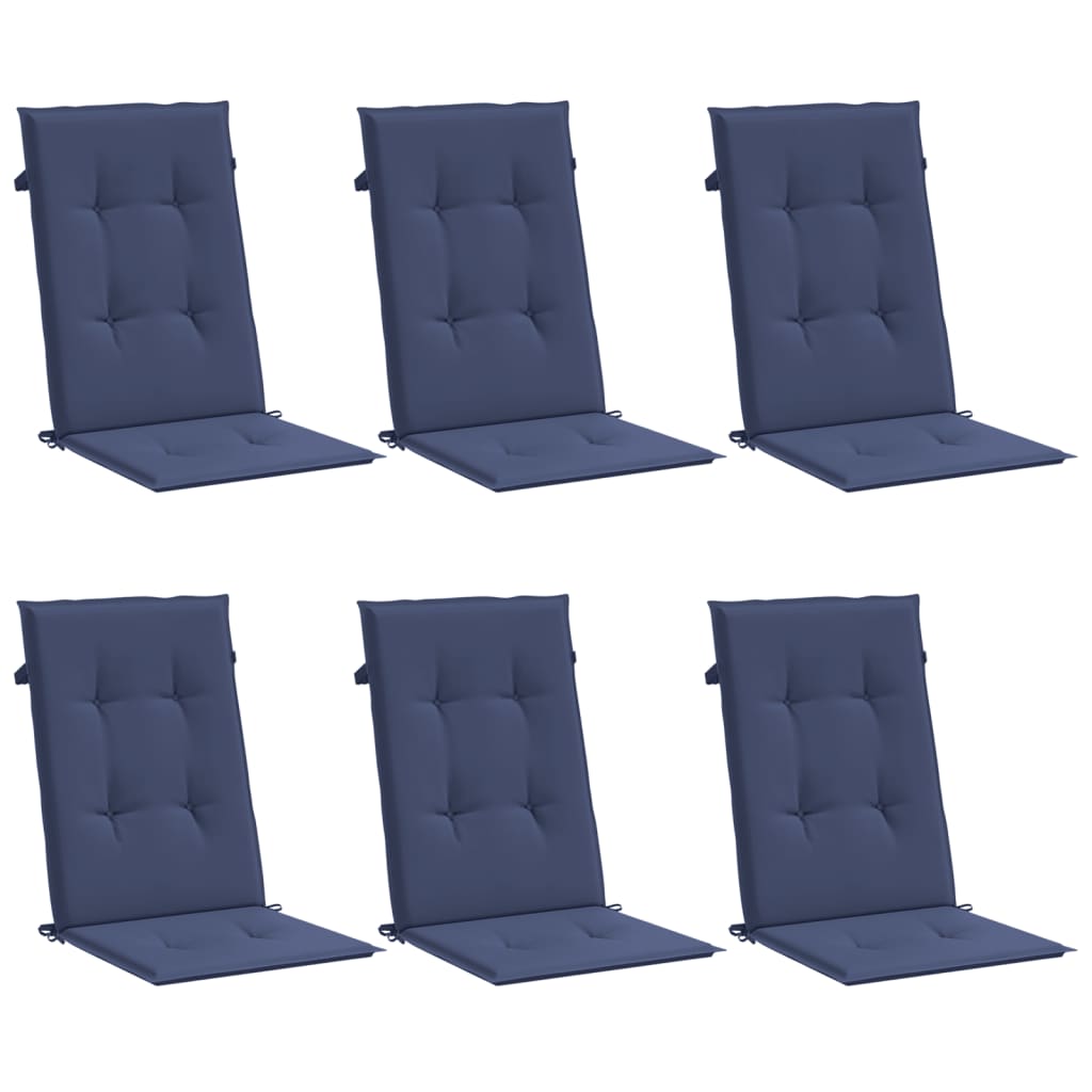 vidaXL Hochlehner-Auflagen 6 Stk. Marineblau Stoff