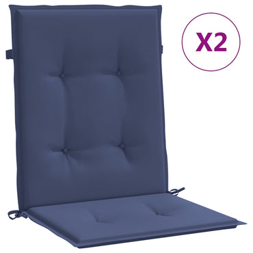 vidaXL Coussins pour chaises longues à dossier bas 2 pcs Tissu bleu marine