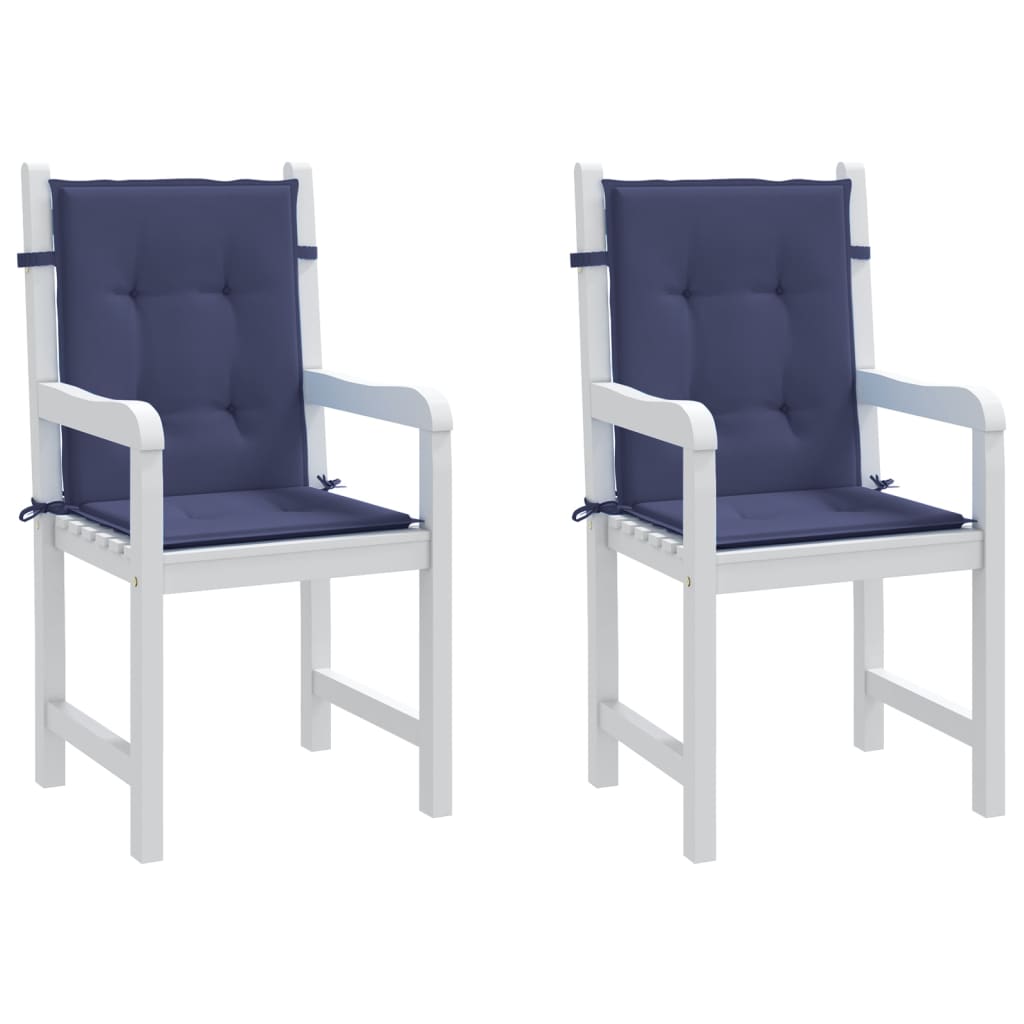 vidaXL Coussins pour chaises longues à dossier bas 2 pcs Tissu bleu marine