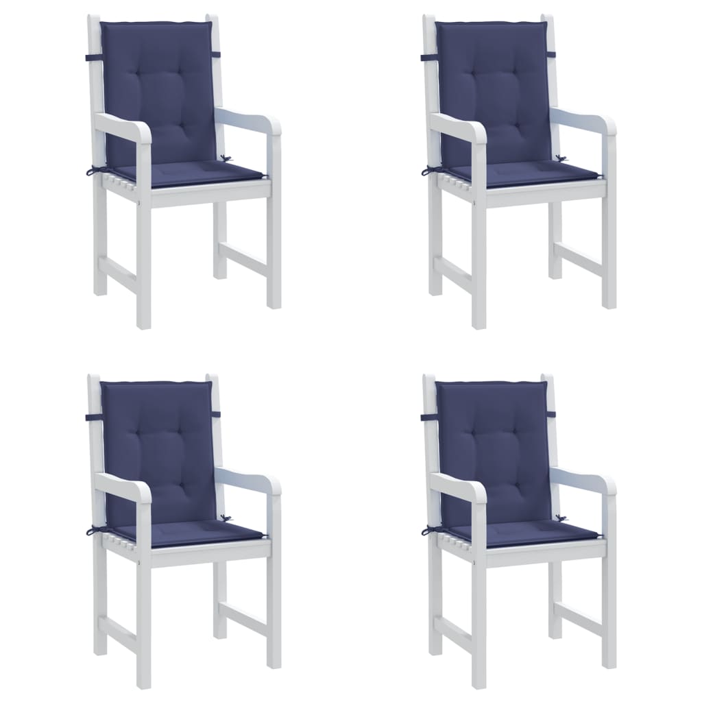 vidaXL Coussins de chaises basses 4 pcs Bleu marine Tissu