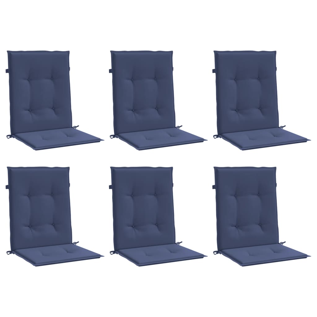 vidaXL Coussins pour chaises à dossier bas 6 pcs Bleu marine Tissu