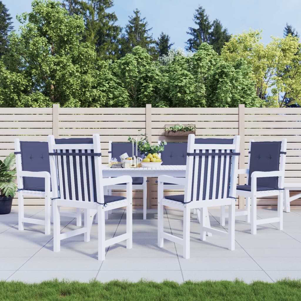 vidaXL Coussins pour chaises à dossier bas 6 pcs Bleu marine Tissu