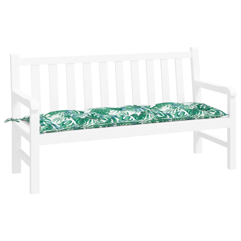 vidaXL Coussin de banc de jardin motif feuilles 150x50x7 cm Tissu Oxford