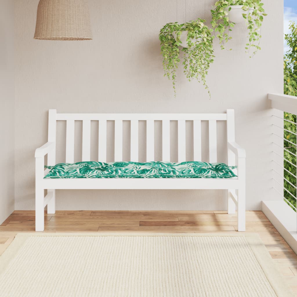 vidaXL Coussin de banc de jardin motif feuilles 150x50x7 cm Tissu Oxford