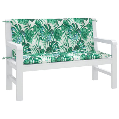 vidaXL Gartenbank-Auflagen 2 Stk. Blattmuster 120x50x7cm Oxford-Gewebe