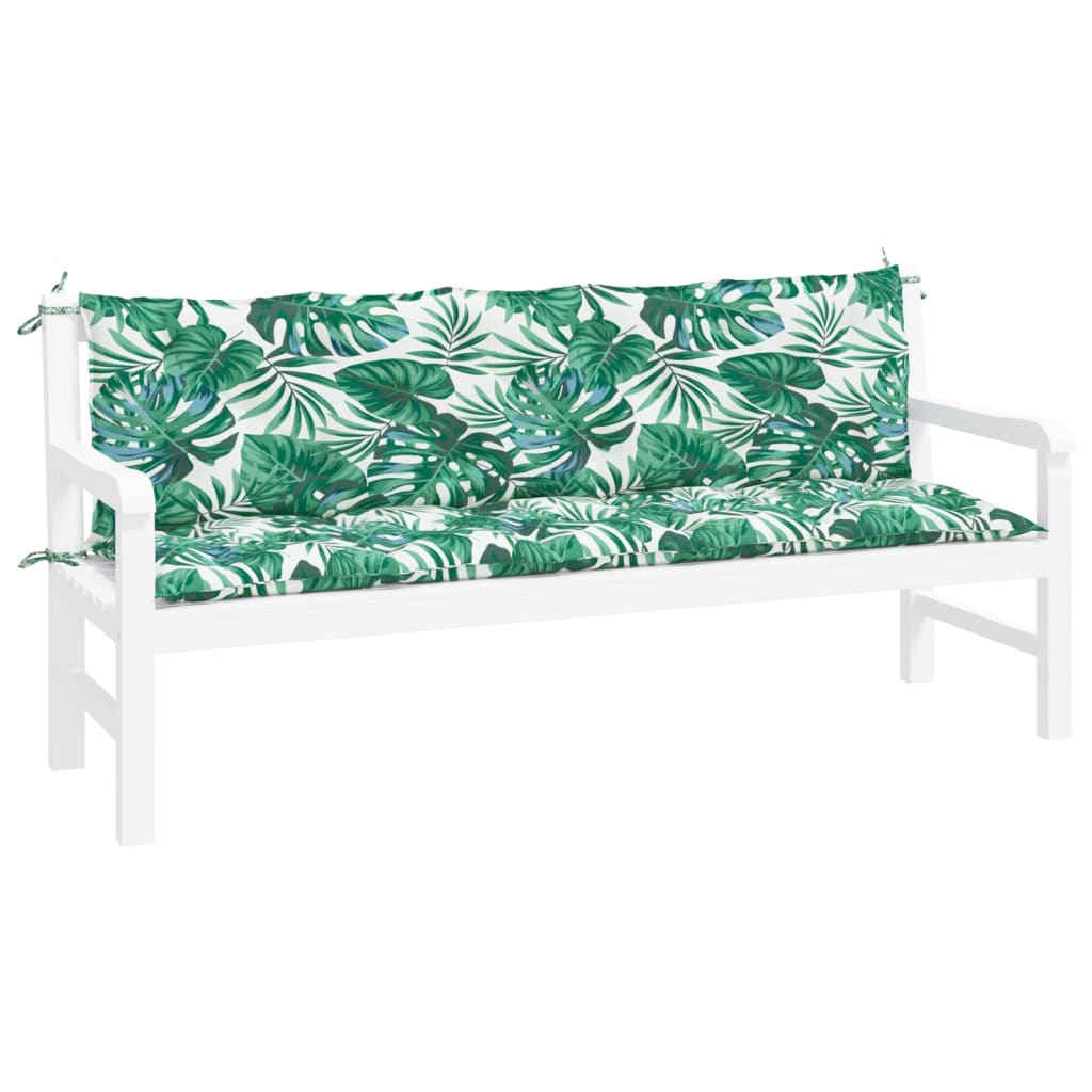 vidaXL Gartenbank-Auflagen 2 Stk. Blattmuster 180x50x7cm Oxford-Gewebe
