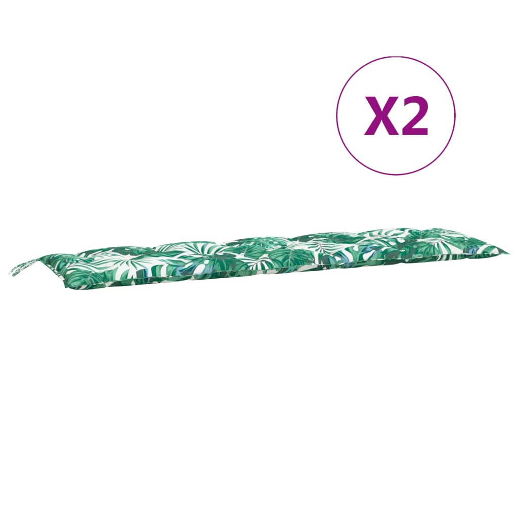 vidaXL Gartenbank-Auflagen 2 Stk. Blattmuster 180x50x7cm Oxford-Gewebe