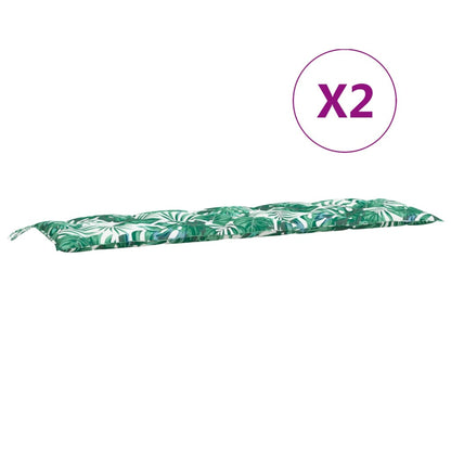 vidaXL Gartenbank-Auflagen 2 Stk. Blattmuster 180x50x7cm Oxford-Gewebe