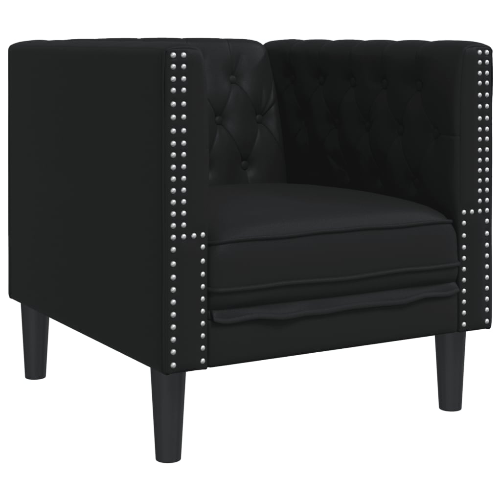 vidaXL Chesterfield-Sessel Schwarz Kunstleder