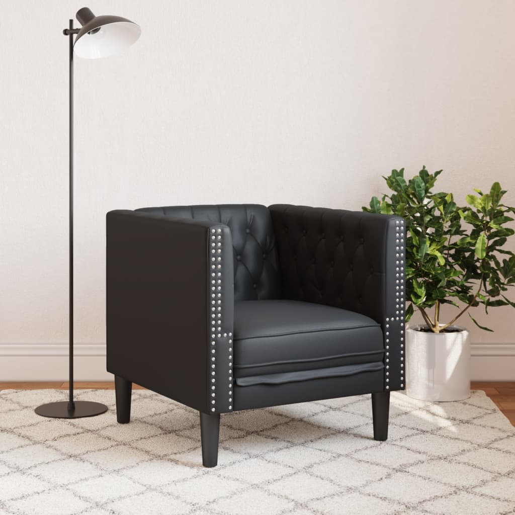 vidaXL Chesterfield-Sessel Schwarz Kunstleder