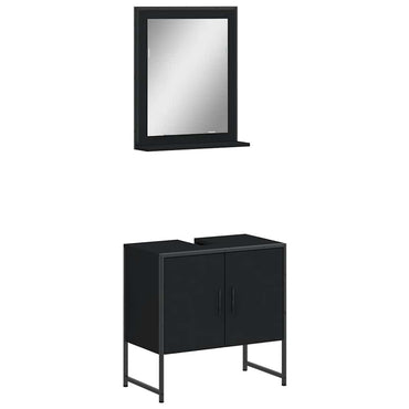 vidaXL Ensemble de meubles de salle de bain 2 pièces Noir Bois d'ingénierie