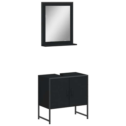 vidaXL Ensemble de meubles de salle de bain 2 pièces Noir Bois d'ingénierie