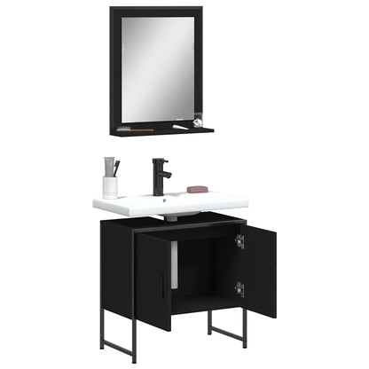 vidaXL Ensemble de meubles de salle de bain 2 pièces Noir Bois d'ingénierie