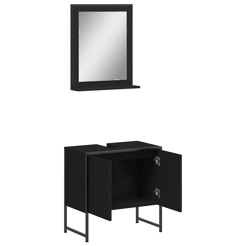 vidaXL Ensemble de meubles de salle de bain 2 pièces Noir Bois d'ingénierie
