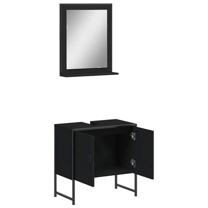 vidaXL Ensemble de meubles de salle de bain 2 pièces Noir Bois d'ingénierie