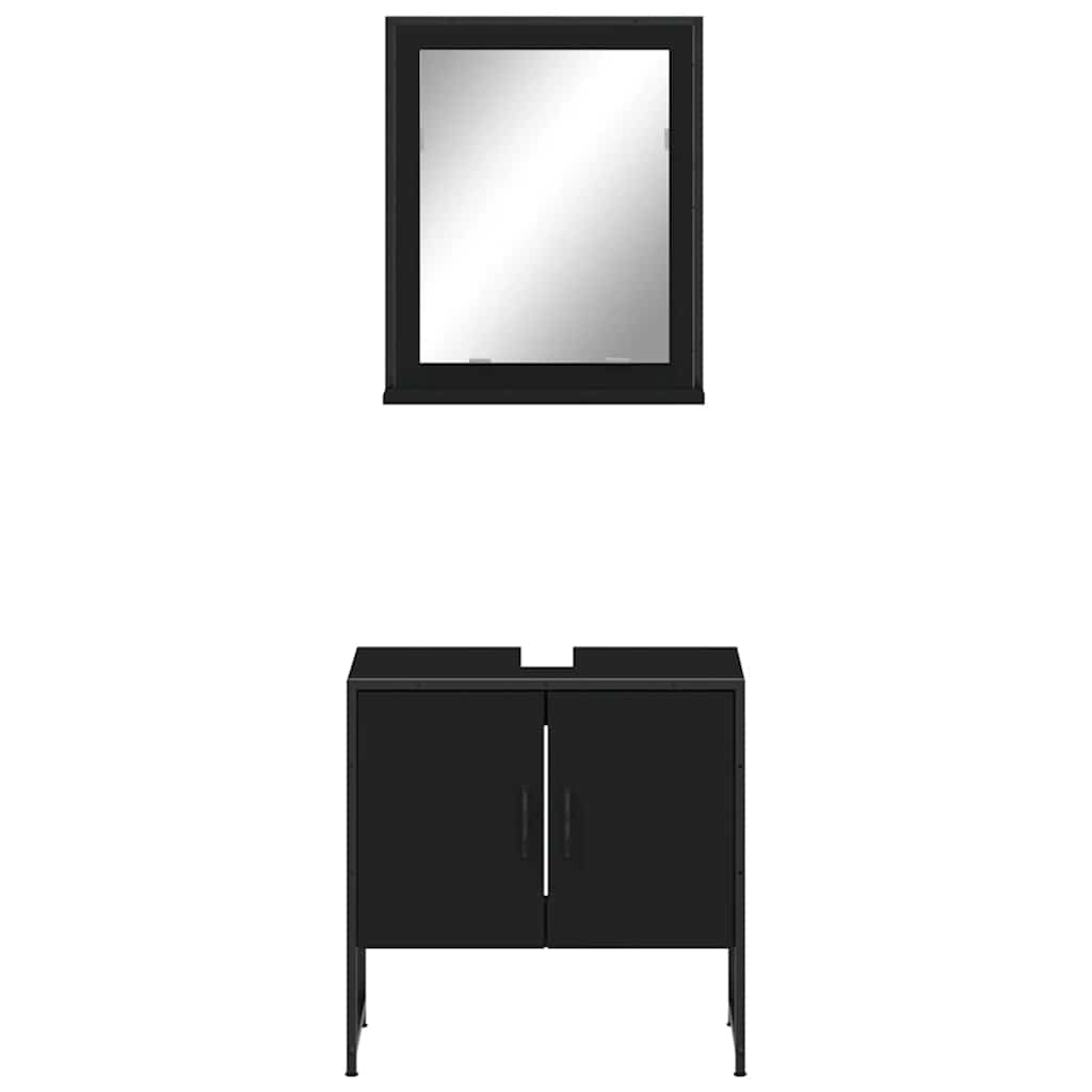 vidaXL Ensemble de meubles de salle de bain 2 pièces Noir Bois d'ingénierie