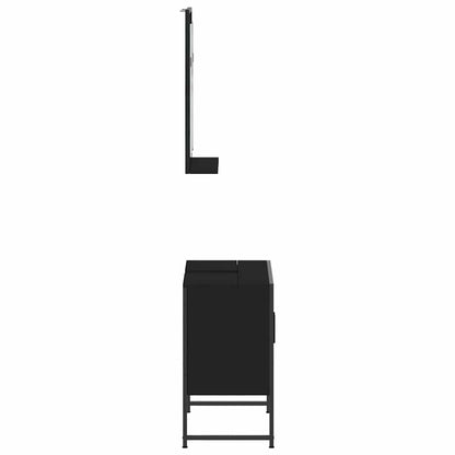 vidaXL Ensemble de meubles de salle de bain 2 pièces Noir Bois d'ingénierie