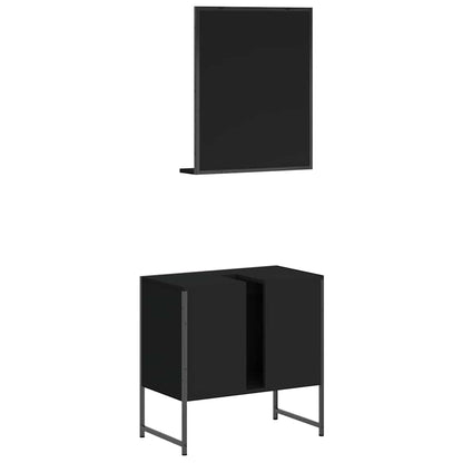 vidaXL Ensemble de meubles de salle de bain 2 pièces Noir Bois d'ingénierie
