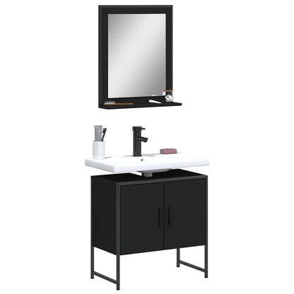 vidaXL Ensemble de meubles de salle de bain 2 pièces Noir Bois d'ingénierie
