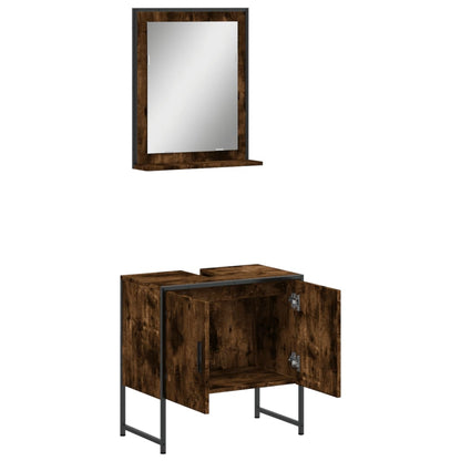 vidaXL 2-tlg. Badmöbel-Set Räuchereiche Holzwerkstoff