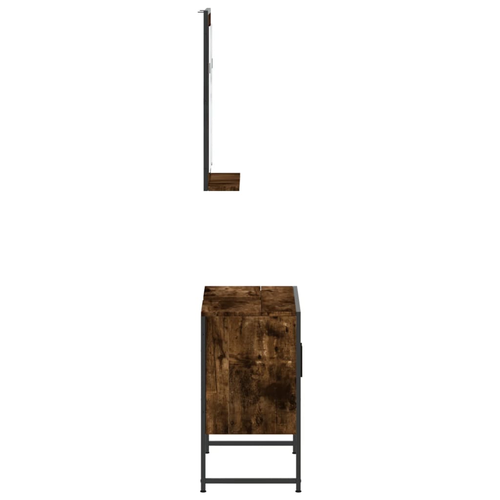 vidaXL 2-tlg. Badmöbel-Set Räuchereiche Holzwerkstoff