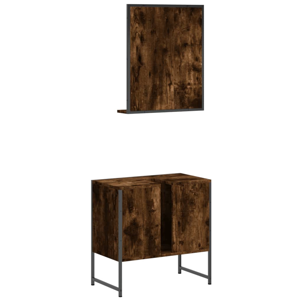 vidaXL 2-tlg. Badmöbel-Set Räuchereiche Holzwerkstoff