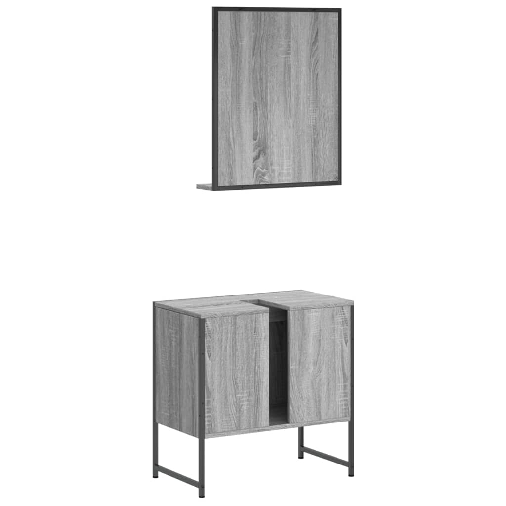 vidaXL 2-tlg. Badmöbel-Set Grau Sonoma Holzwerkstoff