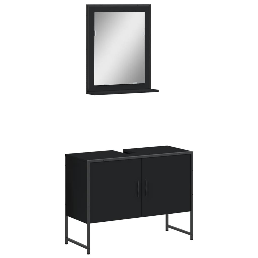 vidaXL Ensemble de meubles de salle de bain 2 pièces Noir Bois d'ingénierie
