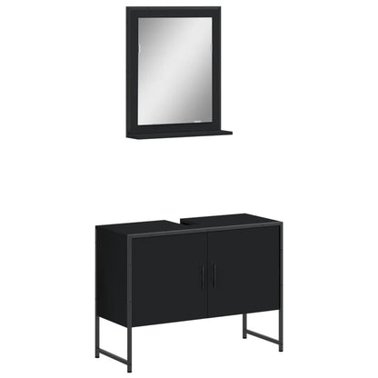 vidaXL Ensemble de meubles de salle de bain 2 pièces Noir Bois d'ingénierie