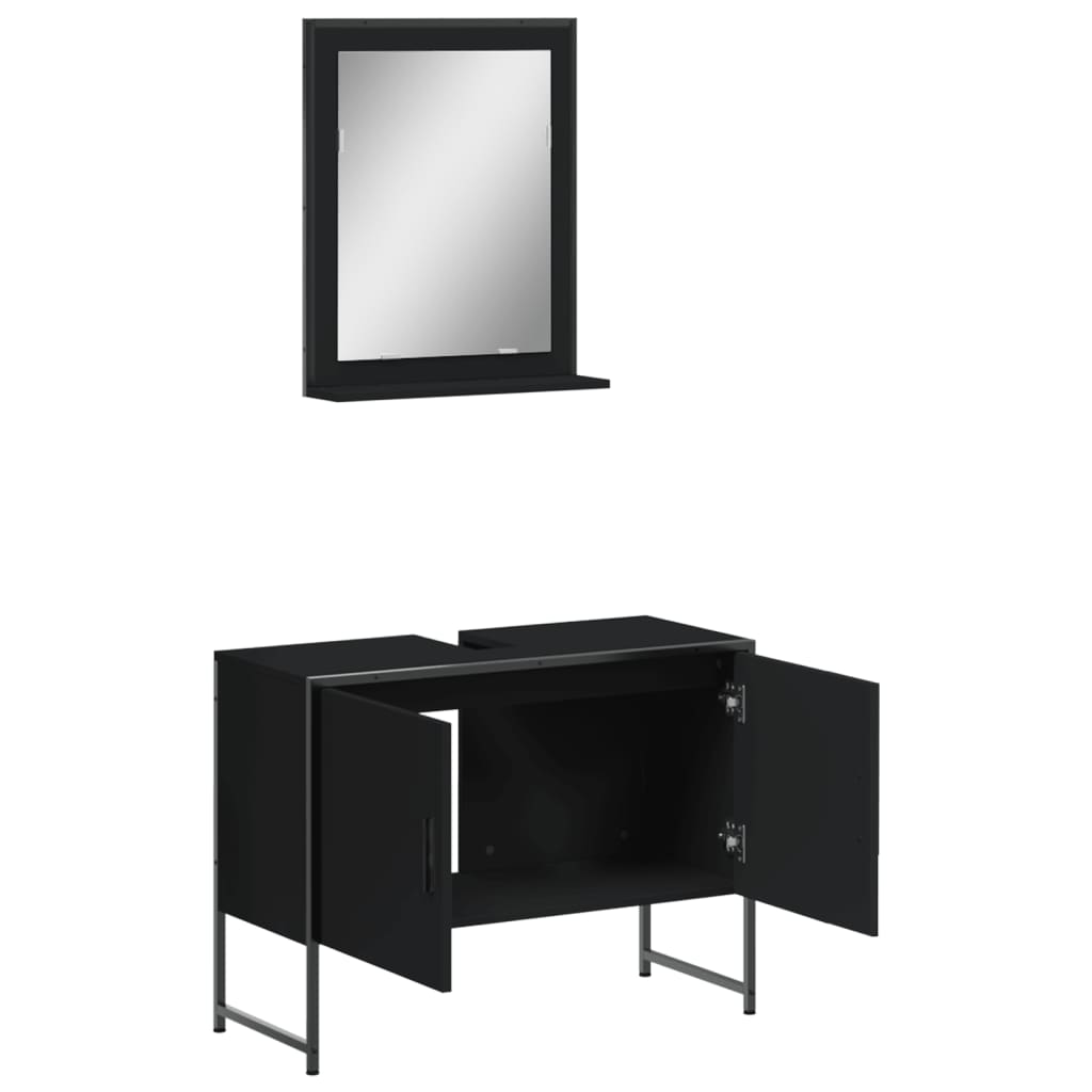 vidaXL Ensemble de meubles de salle de bain 2 pièces Noir Bois d'ingénierie