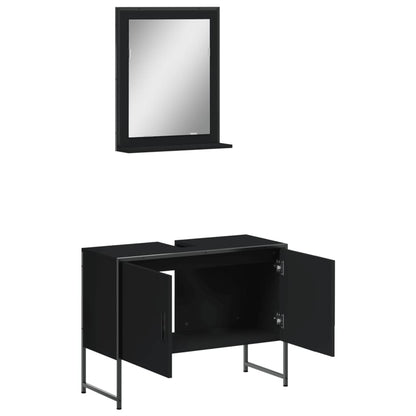 vidaXL Ensemble de meubles de salle de bain 2 pièces Noir Bois d'ingénierie