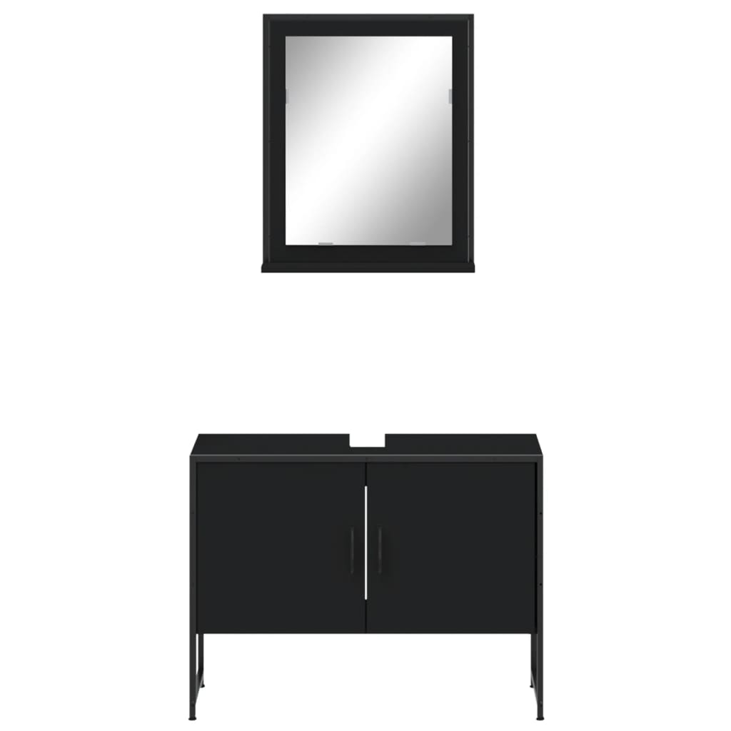 vidaXL Ensemble de meubles de salle de bain 2 pièces Noir Bois d'ingénierie