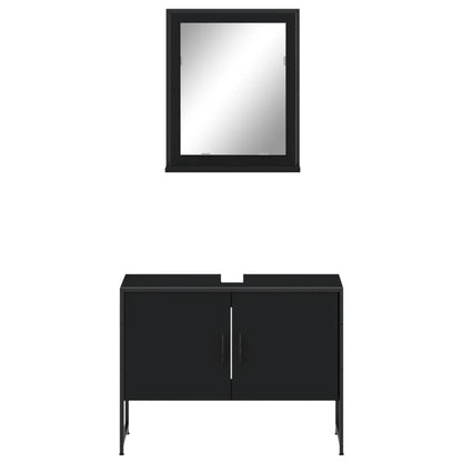 vidaXL Ensemble de meubles de salle de bain 2 pièces Noir Bois d'ingénierie