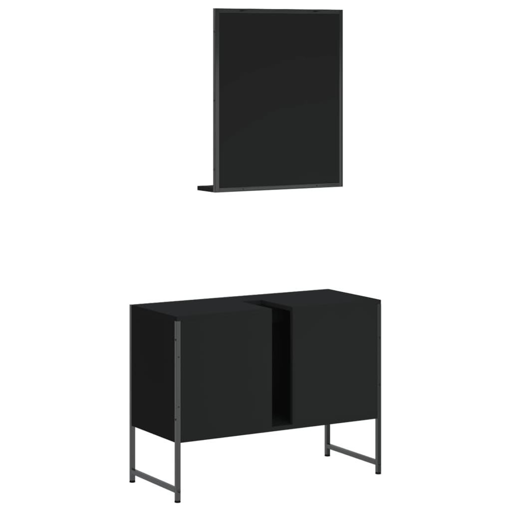vidaXL Ensemble de meubles de salle de bain 2 pièces Noir Bois d'ingénierie