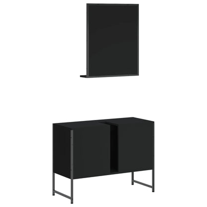 vidaXL Ensemble de meubles de salle de bain 2 pièces Noir Bois d'ingénierie
