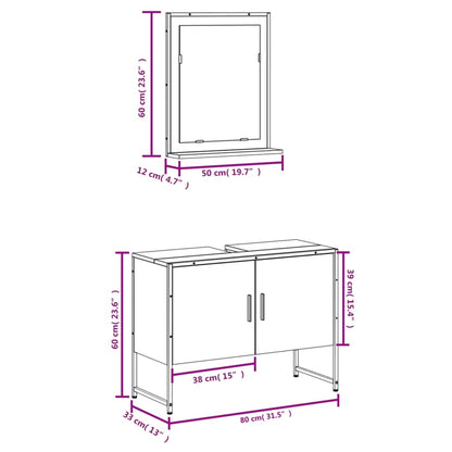 vidaXL Ensemble de meubles de salle de bain 2 pièces Noir Bois d'ingénierie