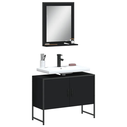 vidaXL Ensemble de meubles de salle de bain 2 pièces Noir Bois d'ingénierie
