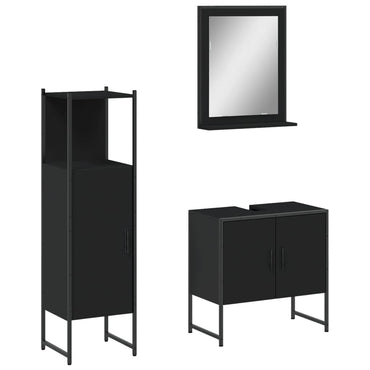 vidaXL Ensemble de meubles de salle de bain 3 pcs Noir Bois d'ingénierie