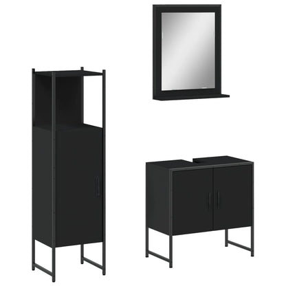vidaXL Ensemble de meubles de salle de bain 3 pcs Noir Bois d'ingénierie
