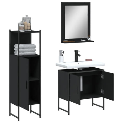 vidaXL Ensemble de meubles de salle de bain 3 pcs Noir Bois d'ingénierie