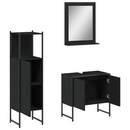 vidaXL Ensemble de meubles de salle de bain 3 pcs Noir Bois d'ingénierie