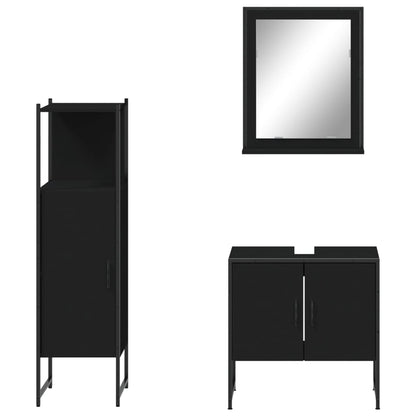 vidaXL Ensemble de meubles de salle de bain 3 pcs Noir Bois d'ingénierie