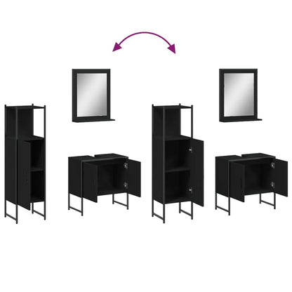 vidaXL Ensemble de meubles de salle de bain 3 pcs Noir Bois d'ingénierie