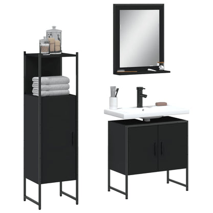 vidaXL Ensemble de meubles de salle de bain 3 pcs Noir Bois d'ingénierie