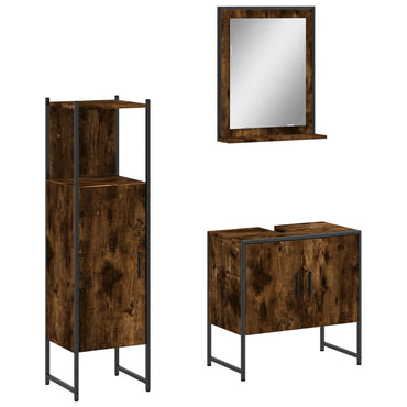 vidaXL Ensemble de meubles de salle de bain 3 pièces en bois d'ingénierie chêne fumé